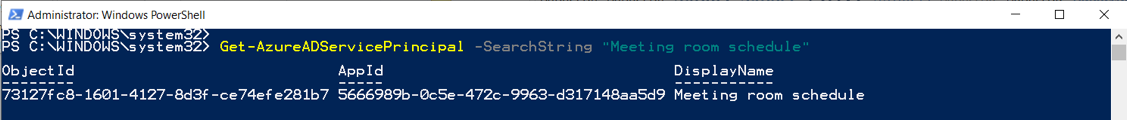 Get-AzureADServicePrincipal