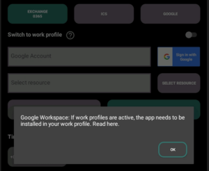 Google work profile - calendar connection