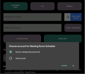 Google calendar meeting room - sign in