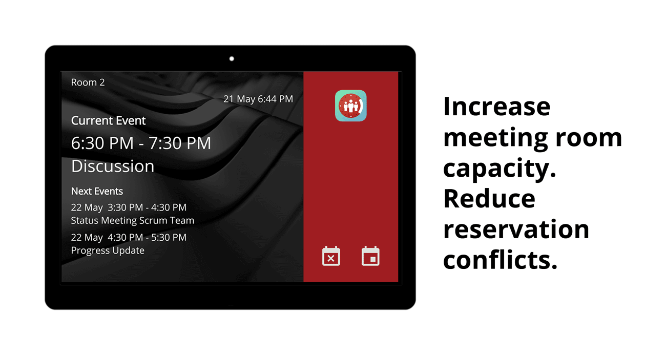Explaining benefits of Conference Room Schedule Displays, Sign-in Kiosks and Desk Booking Kiosks